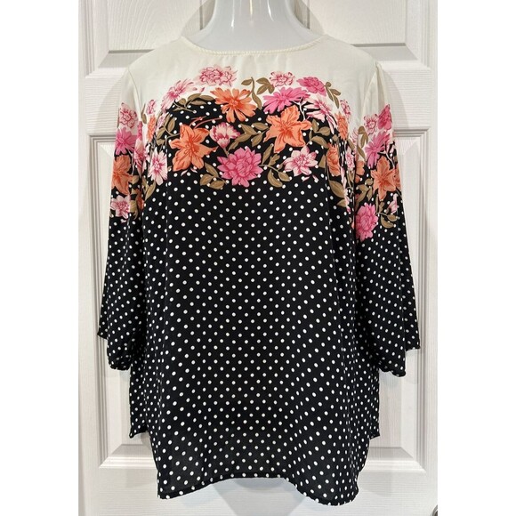 Talbots Tops - Talbots Floral & Polka Dot Chiffon Career Wear Blouse Tunic Top Plus Size 2X